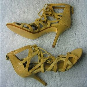 White House Black Market Neutral Strappy Heels